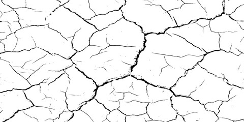 High resolution cracked dry earth texture, natural pattern background with white surface and dark fractures, abstract cracked ground design ideal for wall texture, grunge backdrop, or digital use.
