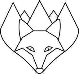 wolf head icon line art on transparent background