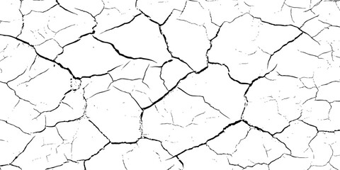 High resolution cracked dry earth texture, natural pattern background with white surface and dark fractures, abstract cracked ground design ideal for wall texture, grunge backdrop, or digital use.