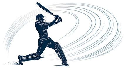 Cricket Player Silhouette Action