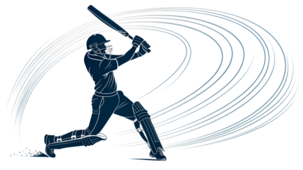 Cricket Player Silhouette Action