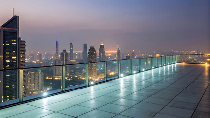 Dubai's Gleaming Skyline A Rooftop View at Dusk