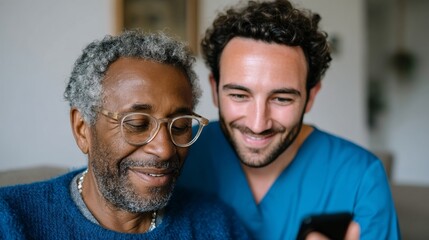 Older man and younger man sharing a moment together.