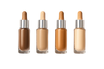 Four foundation bottles in varying shades