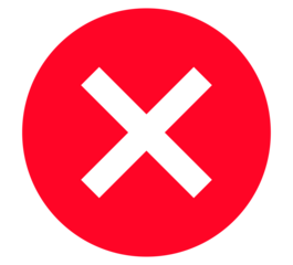 Bold red prohibition X symbol, minimalist circular design with white cross for warning labels, error messages, and no-entry signs. PNG with transparent background.