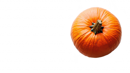 A orange pumpkin sits on a clean white surface. its smooth texture and rounded shape. ideal for autumn decorations or seasonal recipes