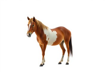 Obraz premium A lone pony stands, isolated against a pure white background, legs, pony