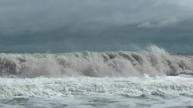 ASMR video of the Bethany Beach Surf on a stormy September day - strong winds and rain made the ocean swirl and generate impressive waves