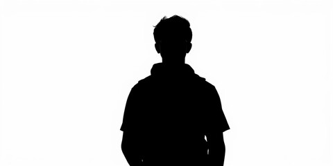 Silhouetted student figure, alone against bright white background,  school,  focus