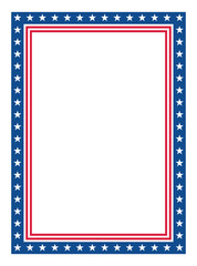 Patriotic Stars and Stripes Rectangular Frame. American Flag Border with Stars and Stripes.
