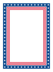 Patriotic Stars and Stripes Rectangular Frame. American Flag Border with Stars and Stripes.
