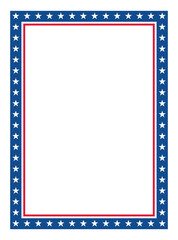 Patriotic Stars and Stripes Rectangular Frame. American Flag Border with Stars and Stripes.
