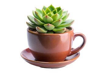succulent plant in a mug png image on transparent background