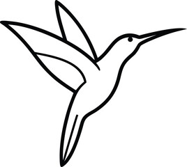 hummingbird  line art on transparent background