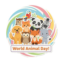 World Animal Day Cute  Illustration