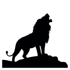 Majestic Lion Silhouette – Wild Animal Vector for Logo, Poster, T-Shirt, and Branding