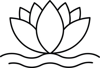 lotus flower vector line art on transparent background