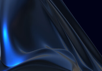 Abstract 3d render background dark blue gradient light wave silk liquid chrome metalic design render wallpaper modern illustration multicolored wavy surfaces