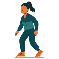 Woman Jogging in Tracksuit — Running/Fitness Lifestyle, Wellness & Cardio Training, Modern Flat Vector