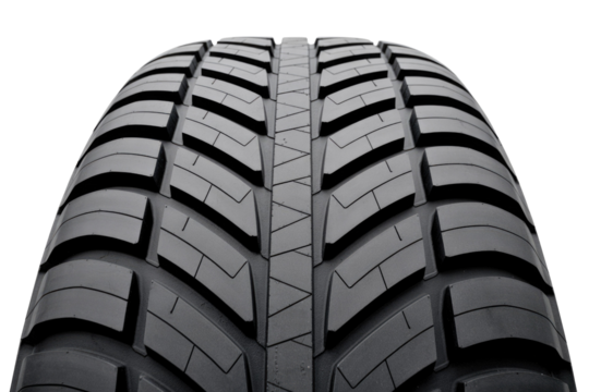 Close-up of a tire tread showcasing its detailed design and texture. background removed