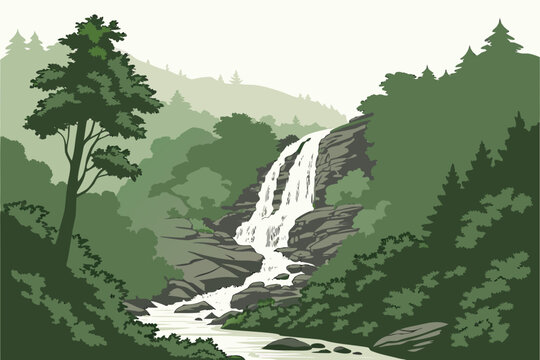 Amicalola Falls in Dawsonville, Georgia, tallest waterfall in the Southeast cascading 729 feet through forest