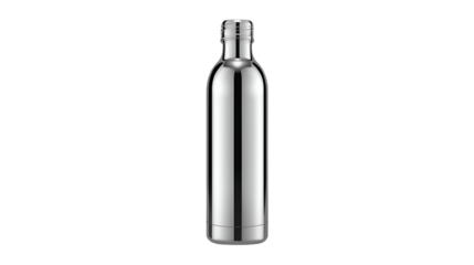 Chrome water bottle vector isolated on white for fitness hydration sports and reusable household design illustration