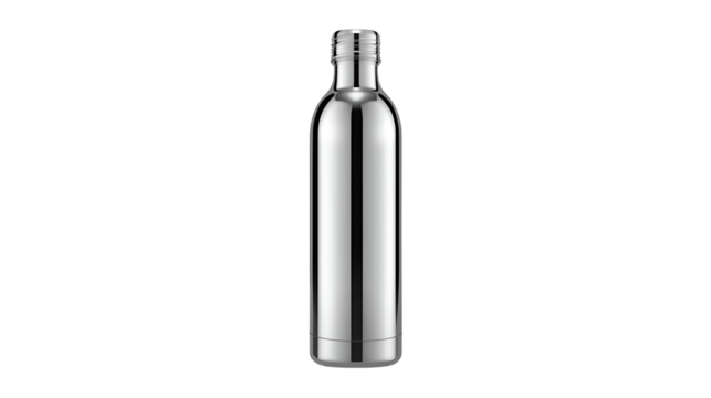 Chrome water bottle vector isolated on white for fitness hydration sports and reusable household design illustration