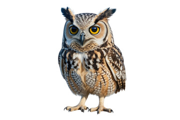 Naklejka premium A captivating image of a spotted eagle-owl, standing majestically against a transparent background. background removed