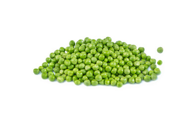 Pea isolated on white. Heap of green peas.