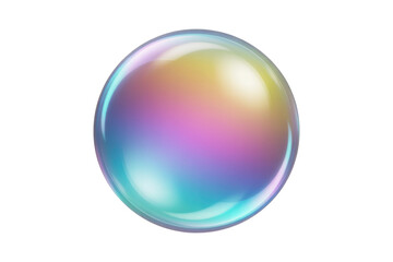 A vibrant, iridescent bubble floats against a dark transparent background, showcasing its reflective surface and translucent nature. background removed