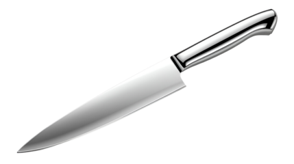 Chrome knife vector isolated on white for kitchen utensil cutting dining household and cooking design illustration