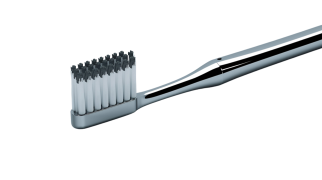 Chrome toothbrush vector isolated on white for bathroom hygiene personal care and household design illustration