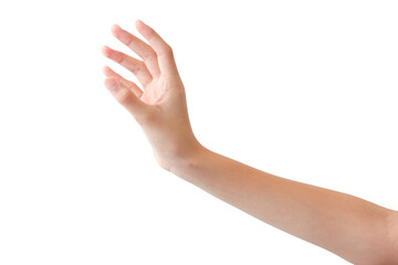 woman hand showing stop or halt gesture isolated on white background