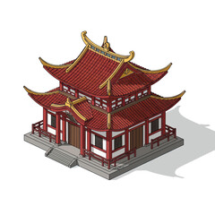 Fototapeta premium Majestic Chinese temple architecture with intricate details evokes peace and tradition, ideal for travel, history, and cultural projects