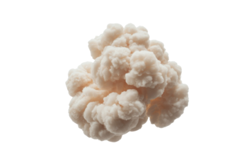 A fluffy, off-white smoke plume, isolated on a transparent background, creating a visually striking effect. background removed