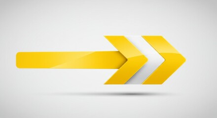Yellow 3D Folded Arrows Infographic Template on White Background for Business Presentation and Workflow Design