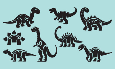 Vector Dinosaur Silhouettes Collection creative design for educational or decorative purposes on colorful background