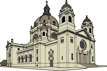 Basilica of St. Mary in Minneapolis, Minnesota, grand Beaux-Arts design with domed roof and twin towers