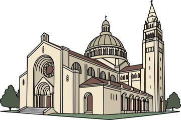 Basilica of the National Shrine of the Immaculate Conception in Washington, D.C., massive domed church with mosaic interior