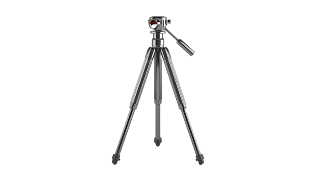 Chrome tripod vector isolated on white for photography camera accessory gadget and technology design illustration