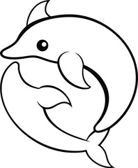 vector illustration of cartoon fish line art on transparent background