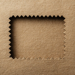 Fototapeta premium Brown kraft paper with zigzag cutout creating textured rectangular frame with natural shadows