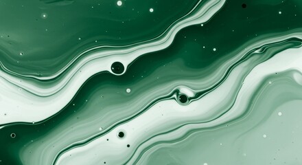 Abstract Green and White Liquid Paint Splash Artwork with Fluid Motion and Dynamic Texture on Modern Canvas