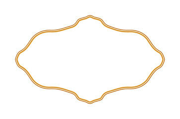 Gold ornamental 3d frame. Abstract Arabic border, Islamic decorative element, Indian window, morocco shapes. Vector illustration for invitation, greeting card, decorative design