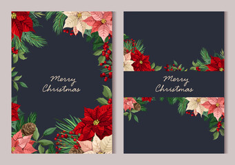 A set of colorful Christmas posters. Vector for flyers, postcards, social media.