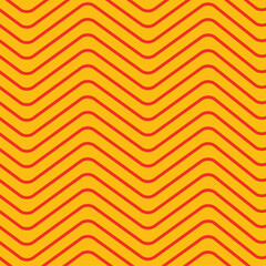 Seamless chevron wave pattern in orange on yellow, modern geometric background