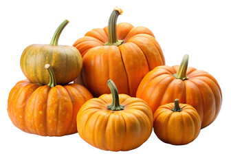 pile of whole pumpkins png image on transparent background