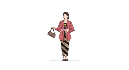 Illustration of a woman in traditional Indonesian attire, showcasing cultural heritage. The artwork depicts the elegance