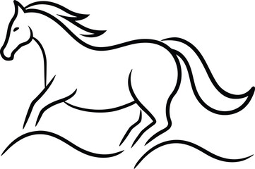 horse vector illustration line art on transparent background