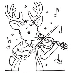 Deer playing violin coloring pages coloring book 